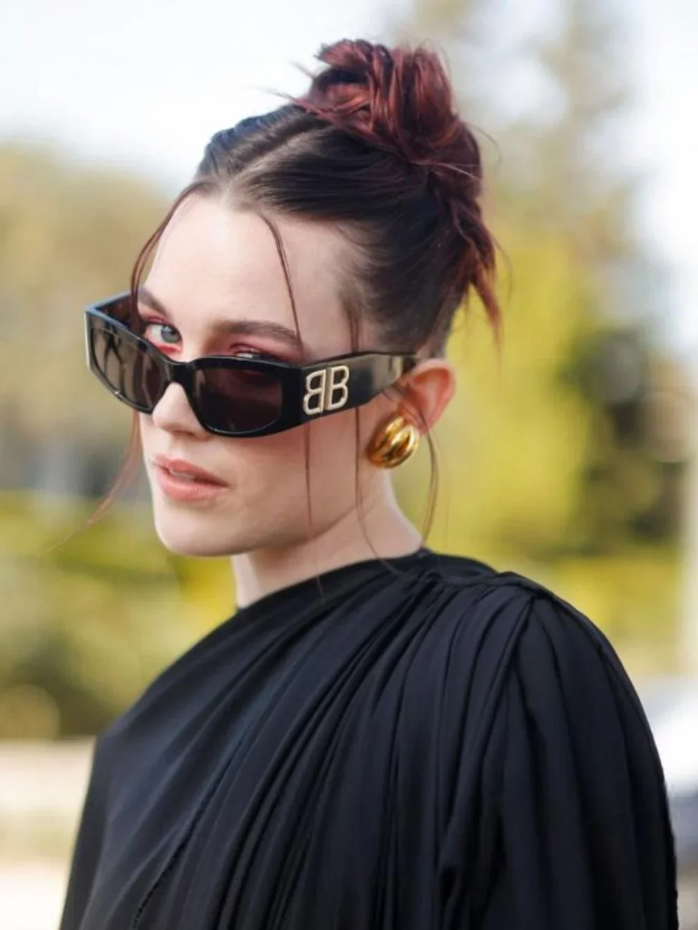 Balenciaga BB0321S 008 Cat Eye Sunglasses - Dark Havana / Brown
